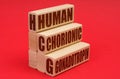 On a red background, wooden blocks with the inscription - human chorionic gonadotropin