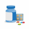 Drug medication collection cartoon realistic flat illustration vector