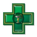 Medicine snake symbol, cross. Health services sign, symbol.