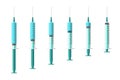 Medicine syringe injector application device set. Medical drug injection syringes empty and filled with liquid Royalty Free Stock Photo