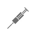 Medicine syringe with needle grey icon. Isolated on white background