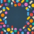 Medicine tablets, pills, drugs, capsules. healthy vector concept background Royalty Free Stock Photo