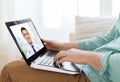 Patient having video call with doctor on laptop Royalty Free Stock Photo