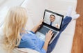 Patient having video call with doctor on laptop Royalty Free Stock Photo