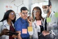 Male Doctor with scientist glasses writing something with marker on glass, wall Royalty Free Stock Photo