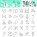 Medicine thin line icon set, hospital symbols