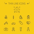 Medicine thin line icon set