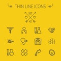 Medicine thin line icon set