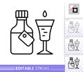 Medicine syrup cough bottle thin line vector icon