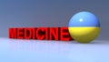 Medicine with Ukraine flag on blue