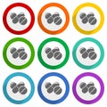 Medicine vector icons, set of colorful flat design buttons for webdesign and mobile applications Royalty Free Stock Photo