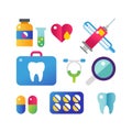 Medicine vector icons set. Royalty Free Stock Photo