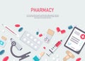 Medicine vector illustration. Pharmacy background, pharmacy desing, pharmacy templates. Medicine, pharmacy, hospital set of drugs Royalty Free Stock Photo