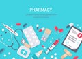 Medicine vector illustration. Pharmacy background, pharmacy desing, pharmacy templates. Medicine, pharmacy, hospital set of drugs Royalty Free Stock Photo