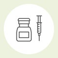 Medicine vial and syringe icon - botox injections and vaccination