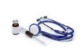 Medicine vials ,syringe and stethoscope Royalty Free Stock Photo