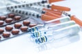 Medicine Vials with syringe. Royalty Free Stock Photo