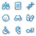 Medicine web icons set 2, blue contour sticker Royalty Free Stock Photo