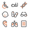 Medicine web icons set 2, orange and gray contour Royalty Free Stock Photo