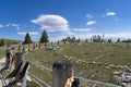 Fenced with roping the Native American medicine wheel stands at the top of a mountain in Montana. Royalty Free Stock Photo