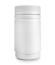 Medicine white pill bottle isolated on white background