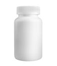 Medicine white pill bottle isolated on white background