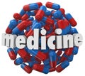 Medicine Word Prescription Pills Capsules Royalty Free Stock Photo