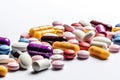 Medicines. Pills and capsules on white background. Ai generative