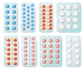 Medicines set. Illustration with pills. Concurrency. Medicinal drugs. Pharmaceuticals. Ambulance. Pharmacy. Isolated on