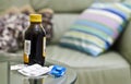 Medicines and sofa