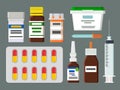 Medicines, Sterile Syringe and Jar of Ointment Set