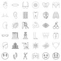 Medico icons set, outline style