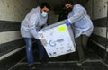 Medics and police officers check a shipment of the Russia`s Sputnik V vaccine for COVID-19 coronavirus disease