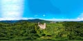 Medieavl ruins of Andlau castle on the hill in Alsace, panoramic Royalty Free Stock Photo