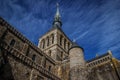 The medieval abbey of Saint Michel in British France. Details of the temples inside the city Royalty Free Stock Photo