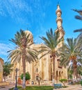 The mosque through the palm garden, Alexandria, Egypt Royalty Free Stock Photo