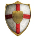 Medieval aged metal crusader shield isolated Royalty Free Stock Photo