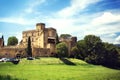 Medieval ancient old traditional famous castle Lourmarin chateau in sunny day in Luberon, Provence, France - famous tourist