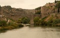 Medieval arch bridge on the Tagus River in Toledo City, Spain Royalty Free Stock Photo