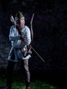 Medieval archer with a bow and arrows Royalty Free Stock Photo