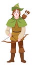 Medieval archer with bow and arrows. Fairytale hunter character Royalty Free Stock Photo