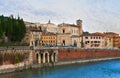 Rigaste Redentore embankment of Adige River, Verona, Italy Royalty Free Stock Photo