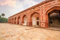 Medieval architecture made of red sandstone and marble at Humayun Tomb Delhi India at sunset Royalty Free Stock Photo