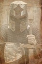 Medieval armed knight with sword and shield Royalty Free Stock Photo