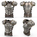 Medieval armor on the body in the style of a lion with large shoulder pads on an isolated white background. 3d Royalty Free Stock Photo