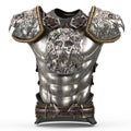 Medieval armor on the body in the style of a lion with large shoulder pads on an isolated white background. 3d Royalty Free Stock Photo