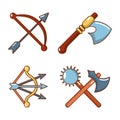 Medieval armor icon set, cartoon style