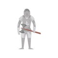 Medieval armored knight warrior character with axe vector Illustration on a white background