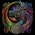 Medieval art of Dragon Illustration Royalty Free Stock Photo