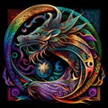 Medieval art of Dragon Illustration Royalty Free Stock Photo
